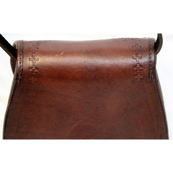 Peruvian Leather Bag Small Purse Woven Textile Women Shoulder Cross Body Saddle - Picture 4 of 11